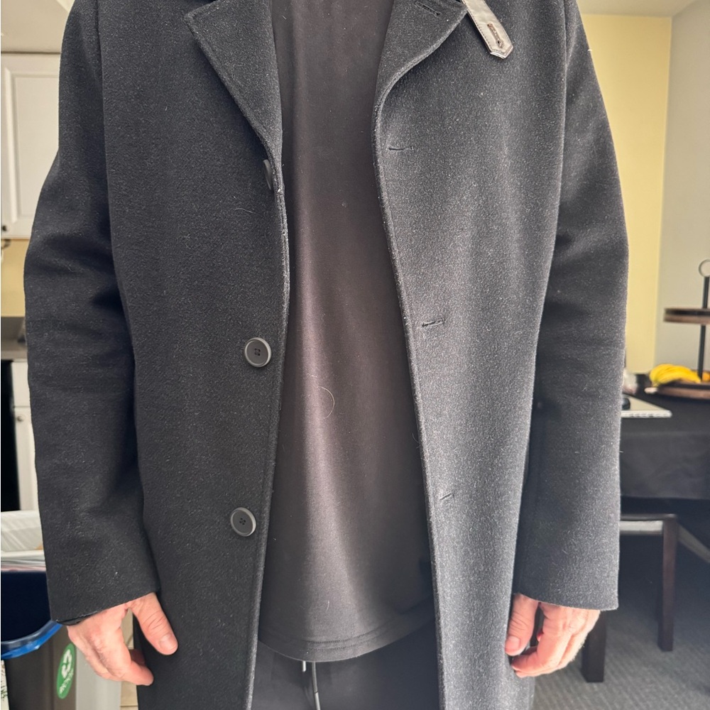 Black Wool/Polyester Jacket With Zipper Detail - image 2